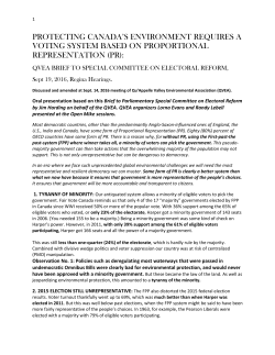 PROTECTING CANADA`S ENVIRONMENT REQUIRES A VOTING