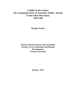 The Communist Party of Australia and the Trade Union Movement,