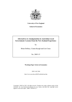 Alternatives to Amalgamation in Australian Local Government