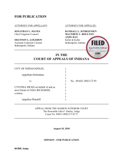 City of Indianapolis v. Cynthia Hicks