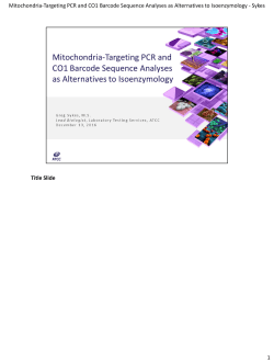 Title Slide 1 Mitochondria-Targeting PCR and CO1 Barcode