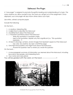 Holocaust One-Pager You will be graded with the rubric on the back
