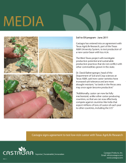 Castagra signs agreement to test low-ricin castor with Texas AgriLife