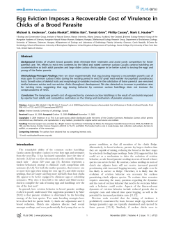 Egg Eviction Imposes a Recoverable Cost of Virulence in Chicks of