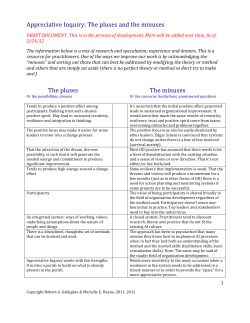 Appreciative Inquiry: The pluses and the minuses The pluses The