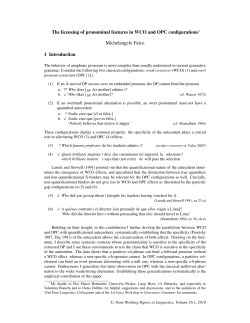 The licensing of pronominal features in WCO and OPC