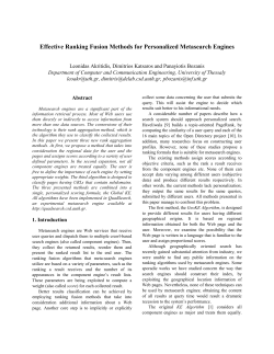 Effective Ranking Fusion Methods for Personalized Metasearch