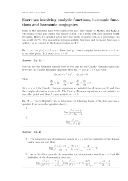 Exercises involving analytic functions, harmonic func