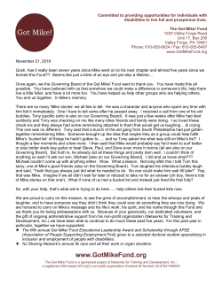 The Got Mike! Fund`s 5th Year Letter