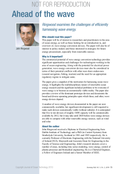 Ahead of the wave - The Journal of Ocean Technology