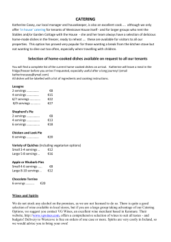 catering - Westcove House