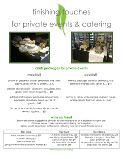 Prasino`s Catering/Event Flower Pricing