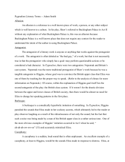 Pygmalion Literary Terms Adam Smith Allusion: An allusion is a