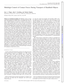 Multidigit Control of Contact Forces During Transport of Handheld