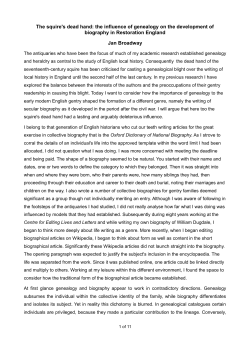 The squire`s dead hand: the influence of genealogy on the