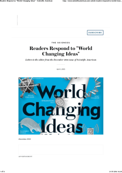 Readers Respond to "World Changing Ideas"
