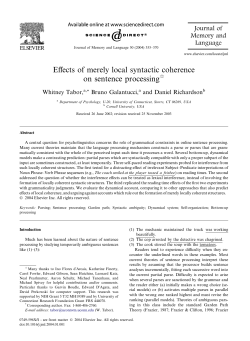 Effects of merely local syntactic coherence on sentence processing
