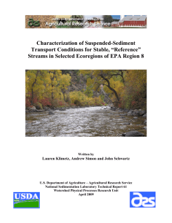 Characterization of Suspended Sediment Transport Conditions for