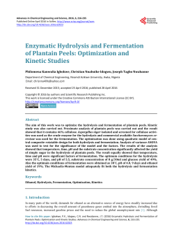 Enzymatic Hydrolysis and Fermentation of Plantain Peels