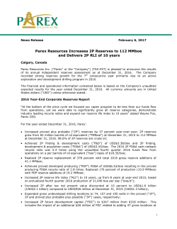 Parex Resources Increases 2P Reserves to 112 MMboe and
