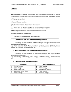 Sources of Energy and Power Plant