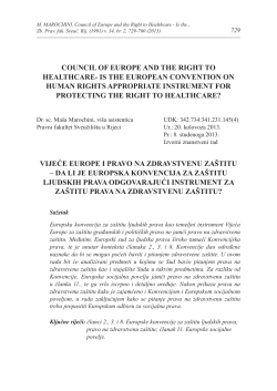 COUNCIL OF EUROPE AND THE RIGHT TO HEALTHCARE
