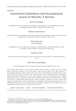 Functional Limitations and Occupational Issues in Obesity: A Review