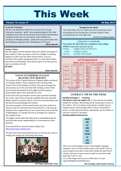 This Week - Sir Jonathan North Community College