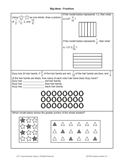 Big Ideas - Fractions Using as one whole, draw a picture of , 1 , 2