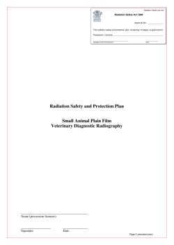 Radiation Safety and Protection Plan, Small Animal Plain Film