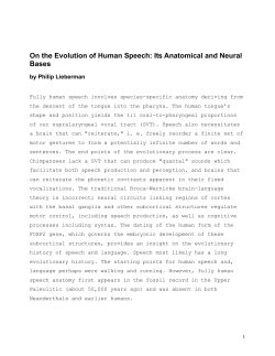 On the Evolution of Human Speech