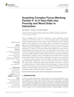 Acquiring Complex Focus-Marking: Finnish 4- to 5-Year