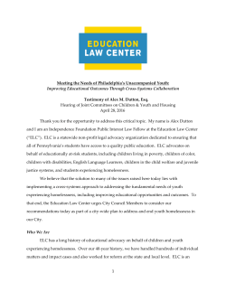 1 Meeting the Needs of Philadelphia`s Unaccompanied Youth