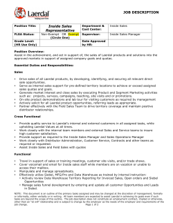 JOB DESCRIPTION Inside Sales Representative