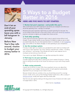 5 Ways to a Budget Better in 2016 - First Heritage Federal Credit