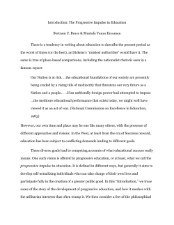 Introduction: The Progressive Impulse in Education Bertram C