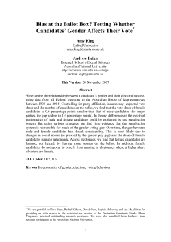 Bias at the Ballot Box? Testing Whether Candidates` Gender Affects