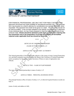 Articles of Limited Partnership