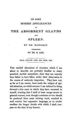 On some morbid appearances of the absorbent glands and spleen.