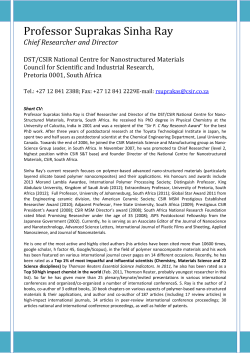 Professor Suprakas Sinha Ray - National Centre for Nano