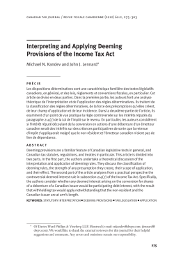 Article Interpreting and Applying Deeming Provisions of the Income