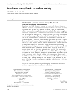 Loneliness: an epidemic in modern society