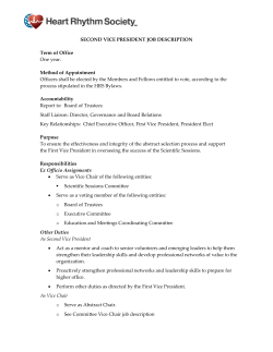 SECOND VICE PRESIDENT JOB DESCRIPTION Term of Office One