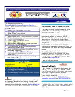 September 2015 Newsletter