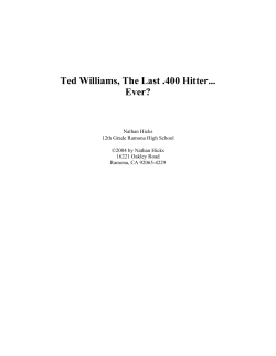 Ted W illiams, The Last .400 Hitter... Ever?