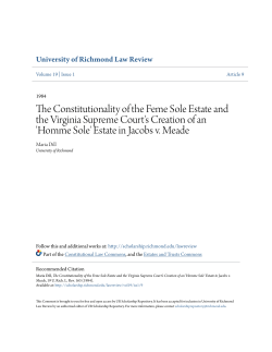 The Constitutionality of the Feme Sole Estate and the Virginia