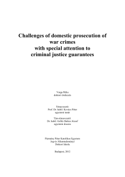 Challenges of domestic prosecution of war crimes with special