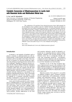 Catalytic Conversion of Dihydroxyacetone to Lactic Acid with