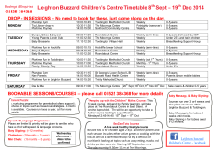 Leighton Buzzard Children`s Centre Timetable 8th Sept &ndash; 19 Dec 2014