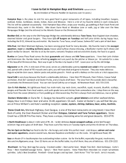 I Love to Eat in Hampton Bays and Environs